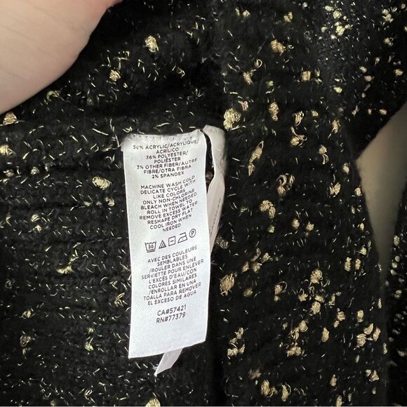 ✨SPARKLY✨Ann Taylor Mock Neck Sweater Dress Black and Gold Size SP - Picture 8 of 8